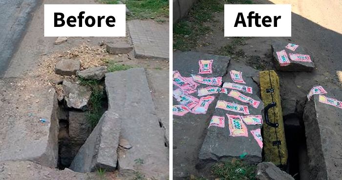 Guy Wants Authorities To Fix The Roads, Takes The Most Creative Way Of Emphasizing How Big This Problem Actually Is