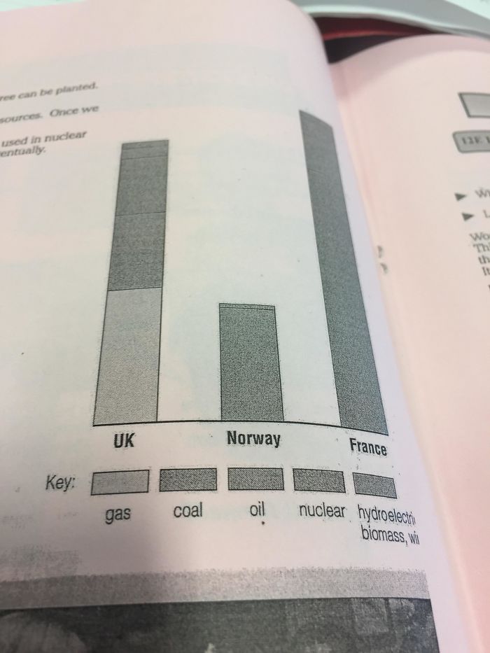 (In My School Textbook) Coloured Bar Graph Displayed In Monochrome