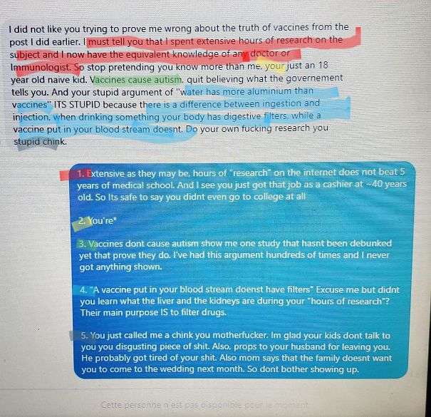 My Antivaxx Aunt That No One Really Likes, Has Made An Interesting Post On Facebook. After I Responded She Pmed Me This