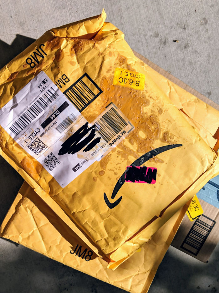 My Amazon Package Arrived Covered In Peanut Butter. Also A Day Late