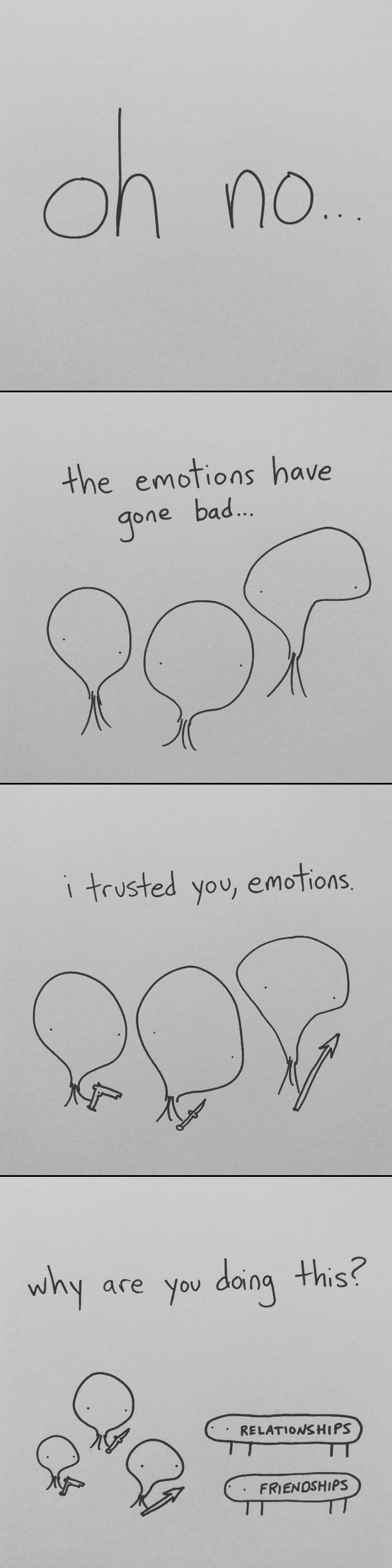 I Started Drawing Minimalist Comics About My Mental Health This Year And For Some Reason That Means Drawing Anxiety Kind Of Like It's A Hotdog