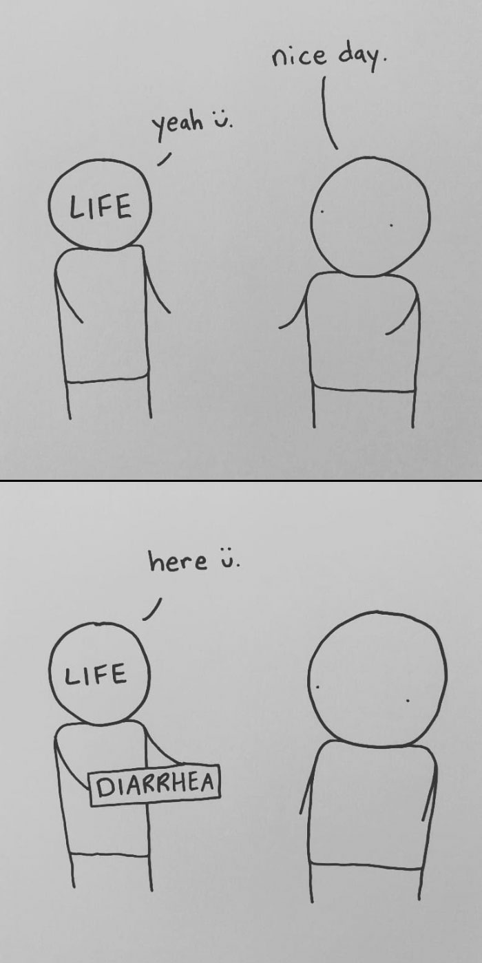 I Started Drawing Minimalist Comics About My Mental Health This Year And For Some Reason That Means Drawing Anxiety Kind Of Like It's A Hotdog