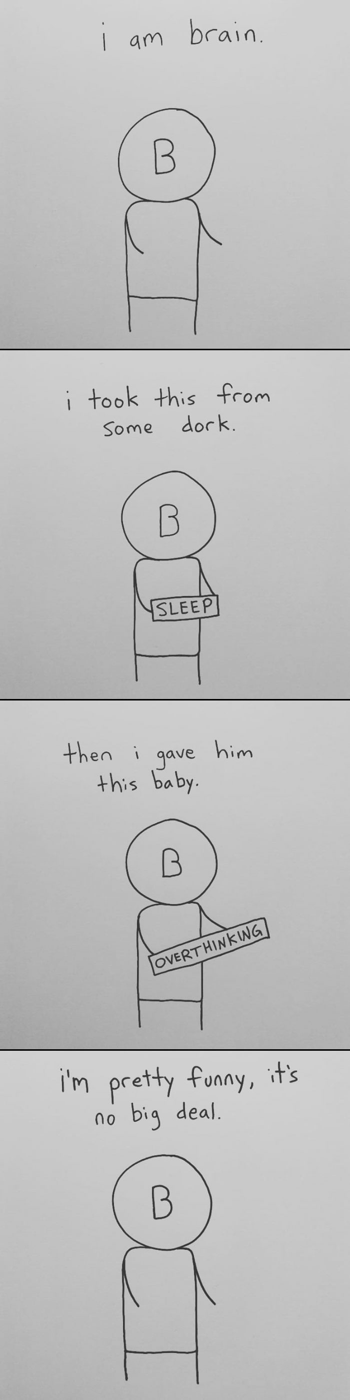 I Started Drawing Minimalist Comics About My Mental Health This Year And For Some Reason That Means Drawing Anxiety Kind Of Like It's A Hotdog