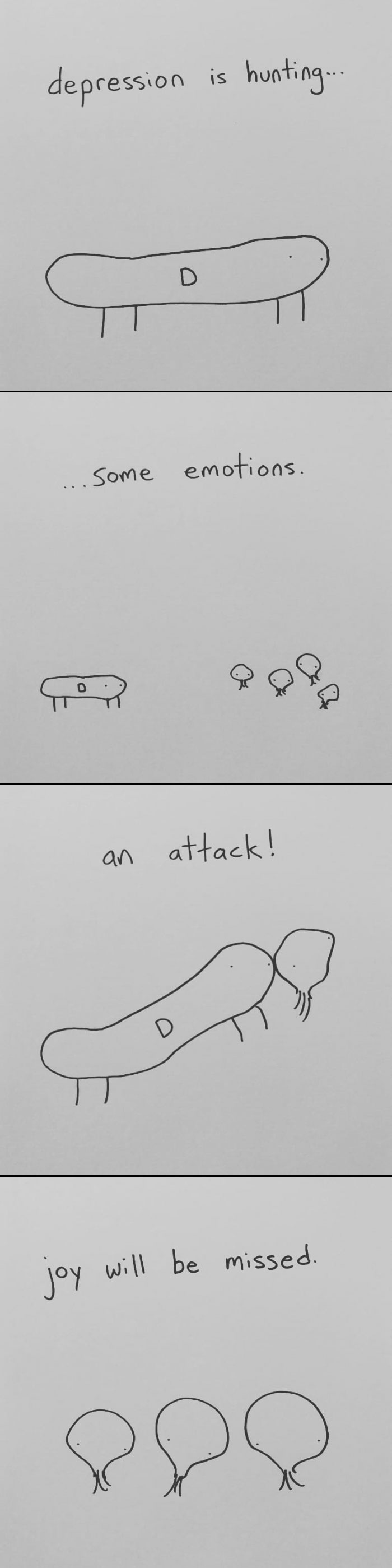 I Started Drawing Minimalist Comics About My Mental Health This Year And For Some Reason That Means Drawing Anxiety Kind Of Like It's A Hotdog