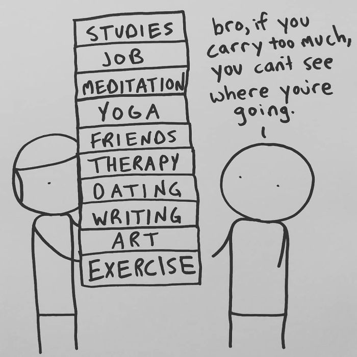 I Started Drawing Minimalist Comics About My Mental Health This Year And For Some Reason That Means Drawing Anxiety Kind Of Like It's A Hotdog