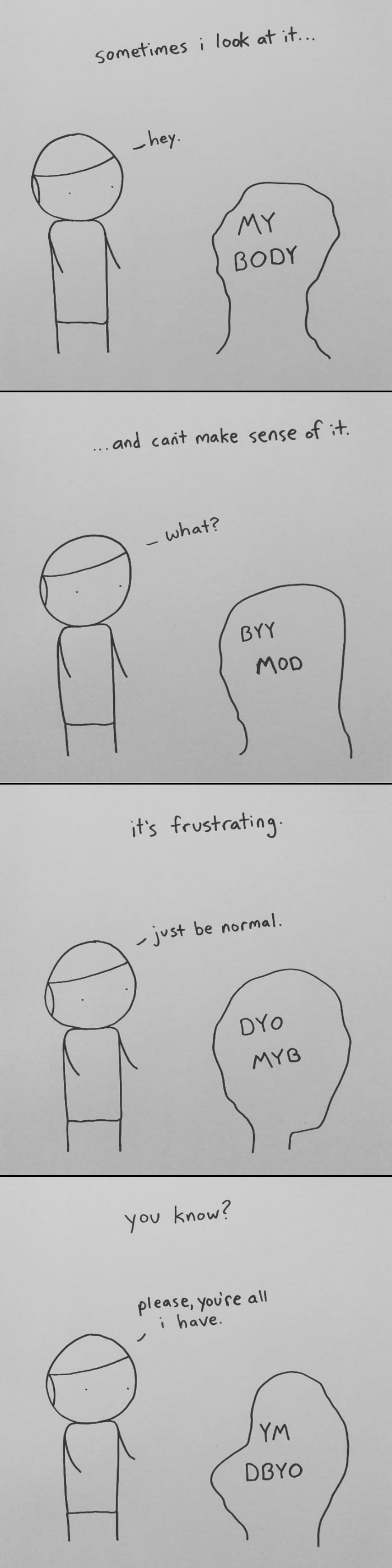 I Started Drawing Minimalist Comics About My Mental Health This Year And For Some Reason That Means Drawing Anxiety Kind Of Like It's A Hotdog