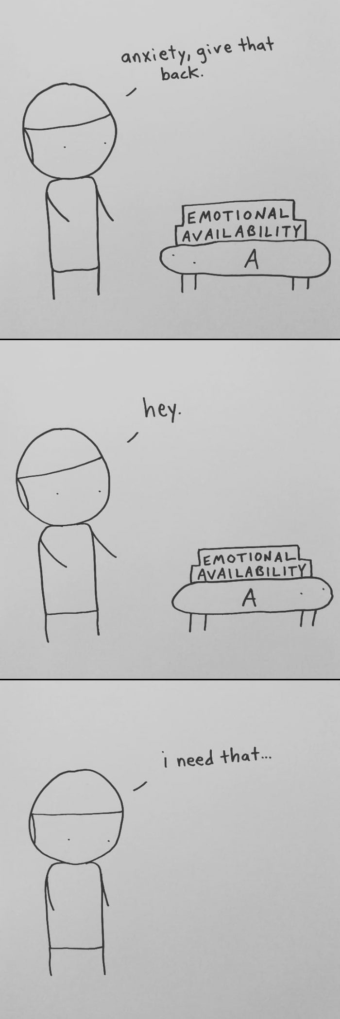 I Started Drawing Minimalist Comics About My Mental Health This Year And For Some Reason That Means Drawing Anxiety Kind Of Like It's A Hotdog