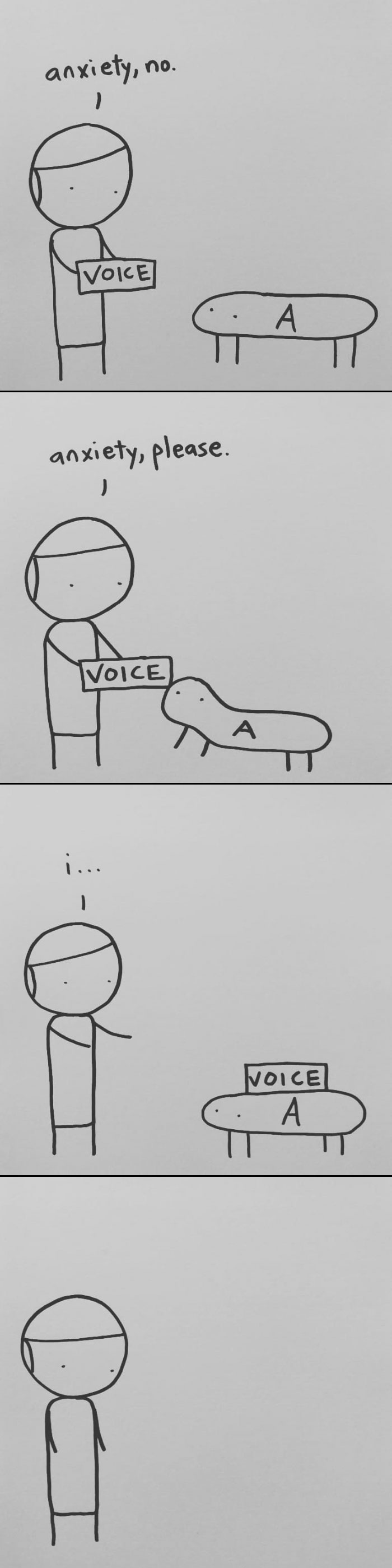 I Started Drawing Minimalist Comics About My Mental Health This Year And For Some Reason That Means Drawing Anxiety Kind Of Like It's A Hotdog