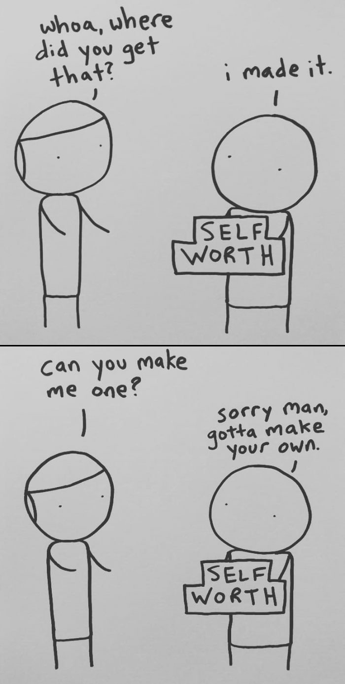 I Started Drawing Minimalist Comics About My Mental Health This Year And For Some Reason That Means Drawing Anxiety Kind Of Like It's A Hotdog