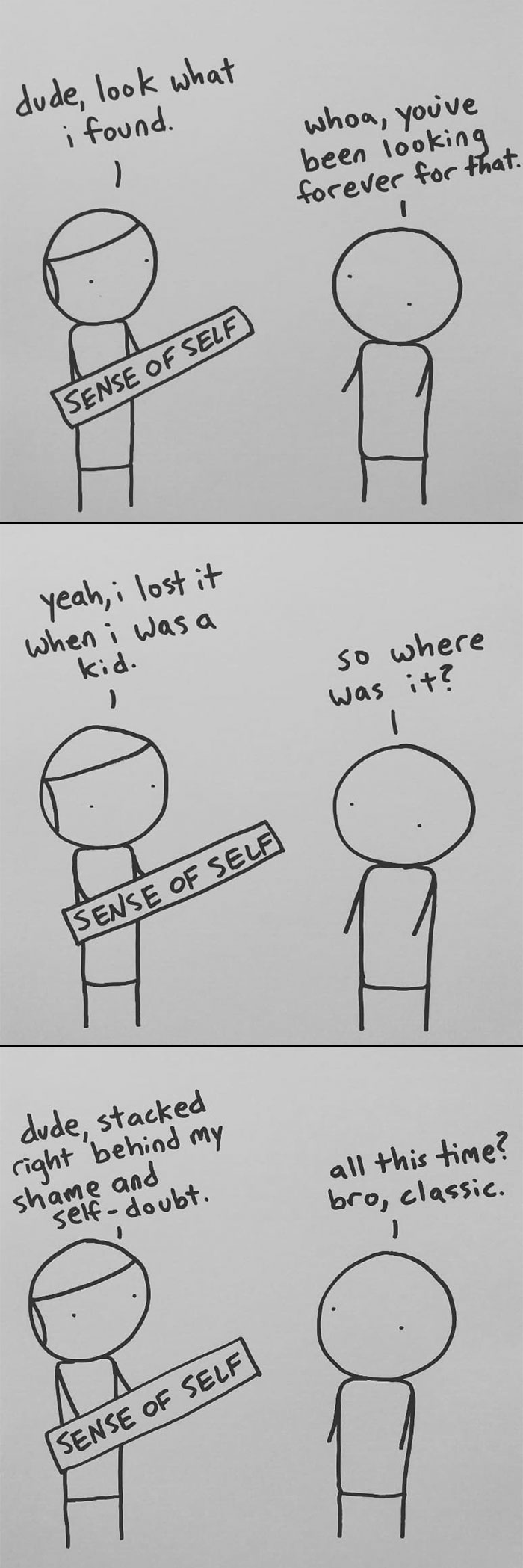 I Started Drawing Minimalist Comics About My Mental Health This Year And For Some Reason That Means Drawing Anxiety Kind Of Like It's A Hotdog