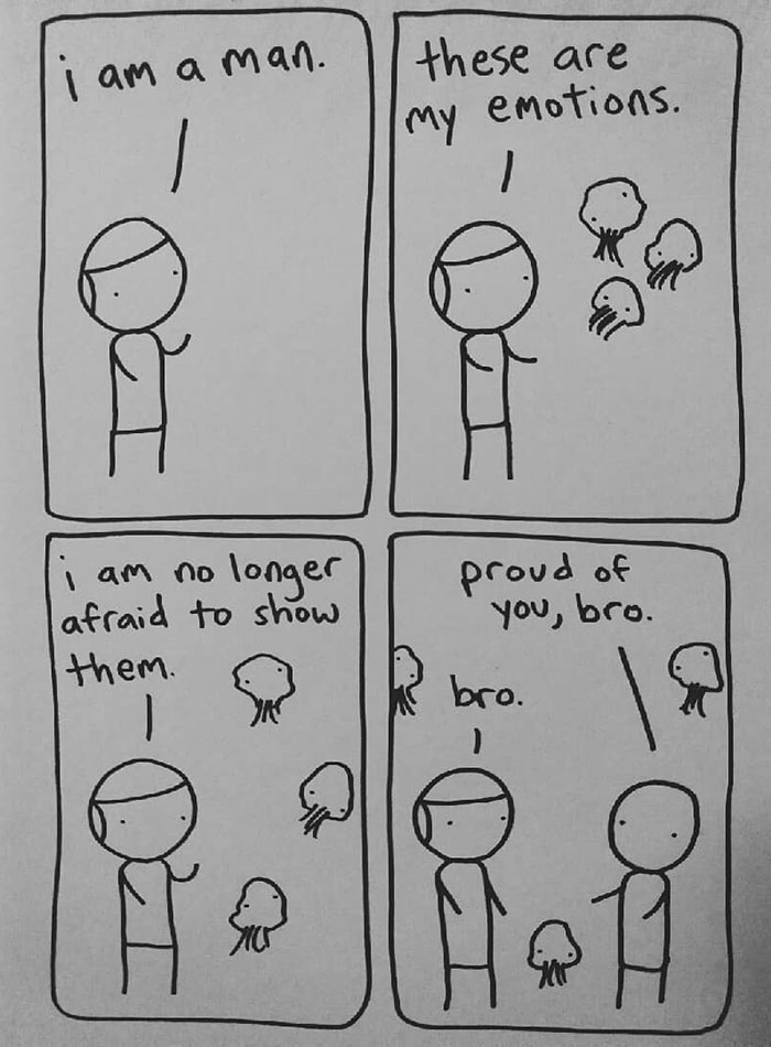 I Started Drawing Minimalist Comics About My Mental Health This Year And For Some Reason That Means Drawing Anxiety Kind Of Like It's A Hotdog