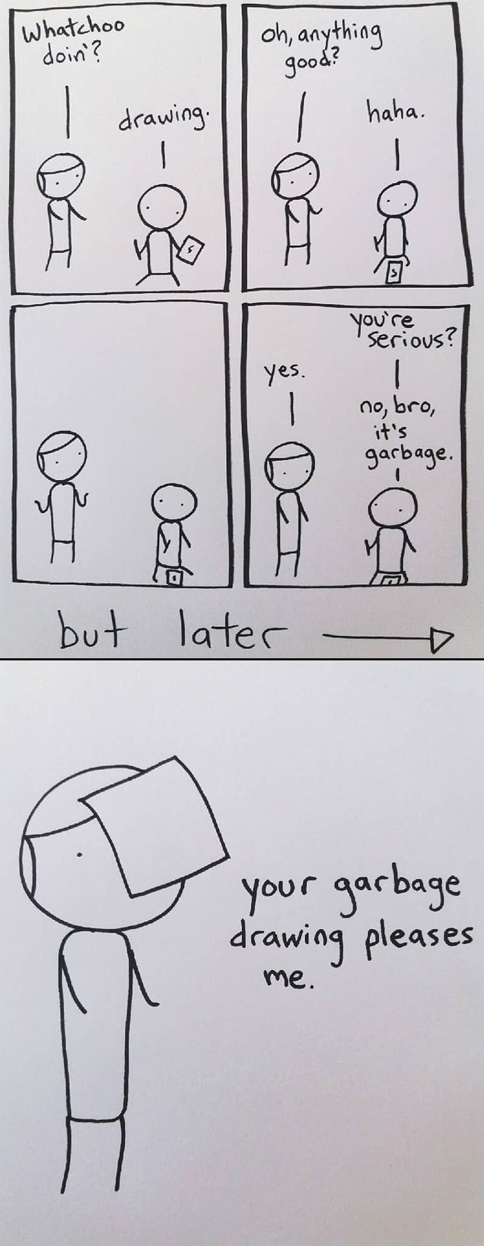 I Started Drawing Minimalist Comics About My Mental Health This Year And For Some Reason That Means Drawing Anxiety Kind Of Like It's A Hotdog