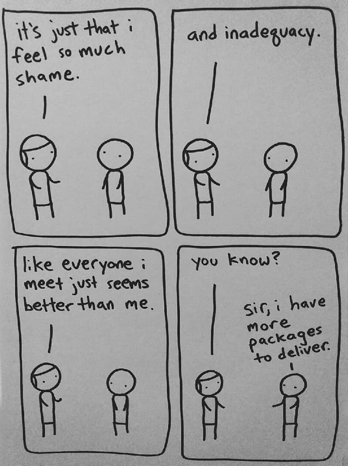 I Started Drawing Minimalist Comics About My Mental Health This Year And For Some Reason That Means Drawing Anxiety Kind Of Like It's A Hotdog