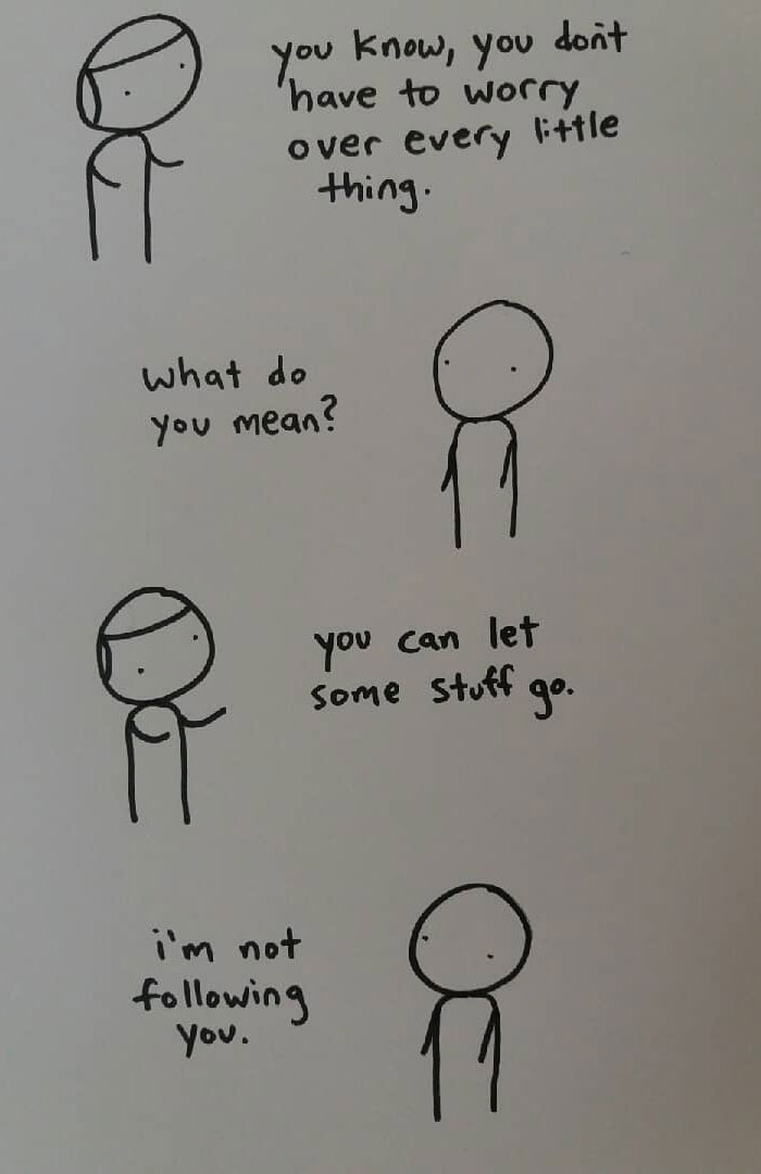 I Started Drawing Minimalist Comics About My Mental Health This Year And For Some Reason That Means Drawing Anxiety Kind Of Like It's A Hotdog