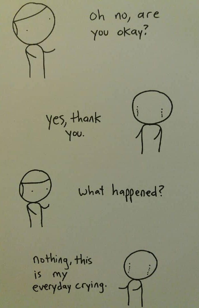 I Started Drawing Minimalist Comics About My Mental Health This Year And For Some Reason That Means Drawing Anxiety Kind Of Like It's A Hotdog