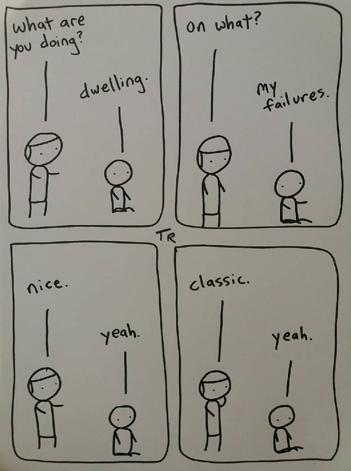 I Started Drawing Minimalist Comics About My Mental Health This Year And For Some Reason That Means Drawing Anxiety Kind Of Like It's A Hotdog