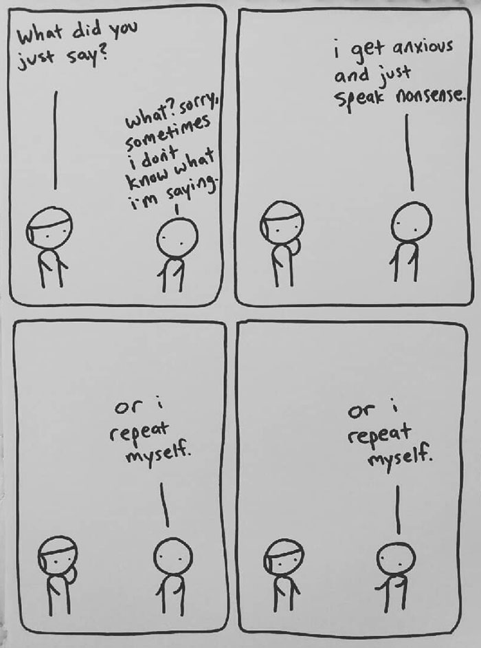 I Started Drawing Minimalist Comics About My Mental Health This Year And For Some Reason That Means Drawing Anxiety Kind Of Like It's A Hotdog