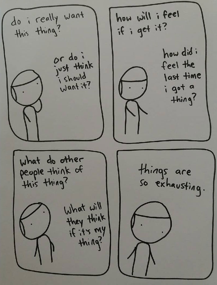 I Started Drawing Minimalist Comics About My Mental Health This Year And For Some Reason That Means Drawing Anxiety Kind Of Like It's A Hotdog