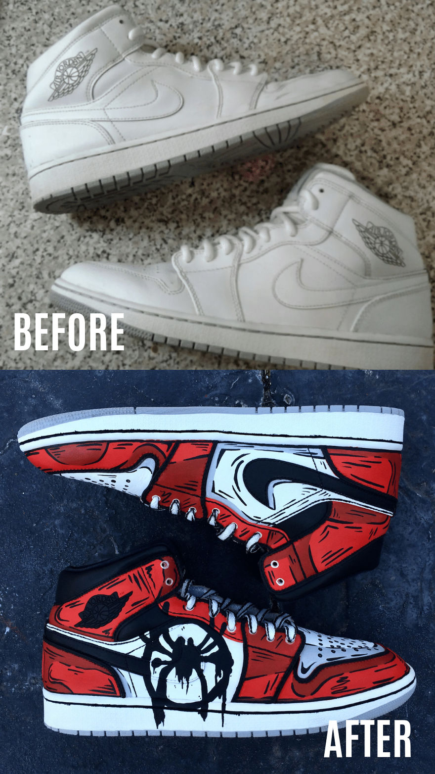 If I Didn't Paint These 'Into The Spiderverse' Sneaker Customs, I'd Swear They Were Photoshopped