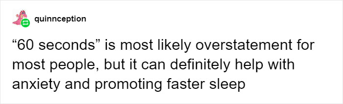 Someone On Tumblr Shares A Breathing Technique That Helps You Fall Asleep In 60 Seconds, And Many Say It Works Someone On Tumblr Shares A Breathing Technique That Helps You Fall Asleep In 60 Seconds, And Many Say It Works