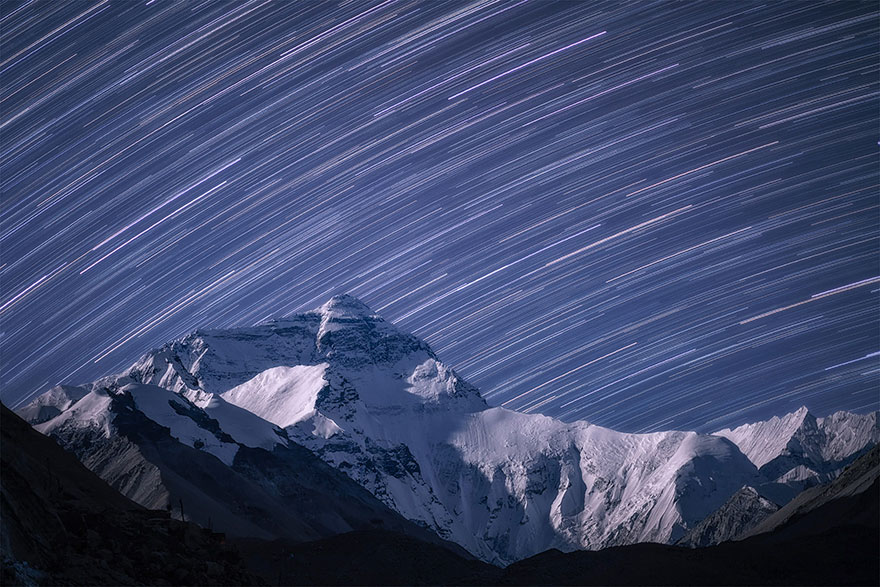 The Sir Patrick Moore Prize For Best Newcomer Joint: 'Star Trails Above Everest' By Shuchang-Dong