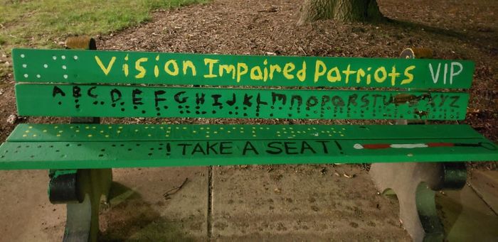 Braille That The Vision Impaired Patriots Cannot Read