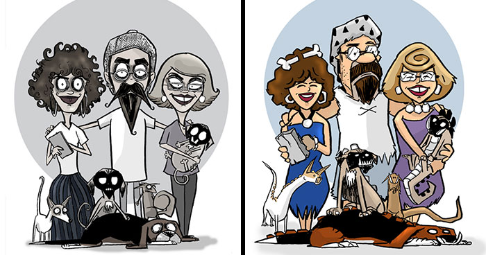 My 21 Illustrations Of My Family That I Drew In Different Cartoon Styles