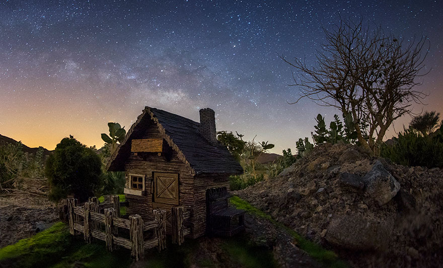 I Photograph Fake Miniature Scenes With The Milky Way In The Background (20 Photos)