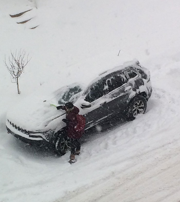 Here Is My Wife Thinking She Is Surprising Me, Scraping Snow Off My Car, After A 12-Hour Night Shift At The Hospital. I'm A Lucky Fella