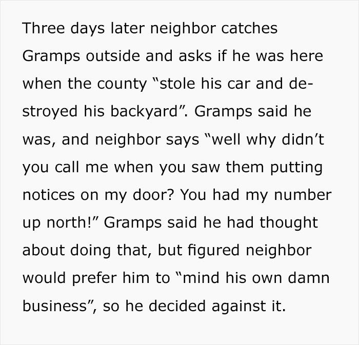 Man Warns Neighbor That Illegally Extended Land Is A Bad Idea, Gets Ignored, Later Watches As Authorities Tear His Yard Down