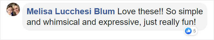 Comment on a drawing, praised as simple, whimsical, and expressive, with positive reactions. Comment on a drawing, praised as simple, whimsical, and expressive, with positive reactions.