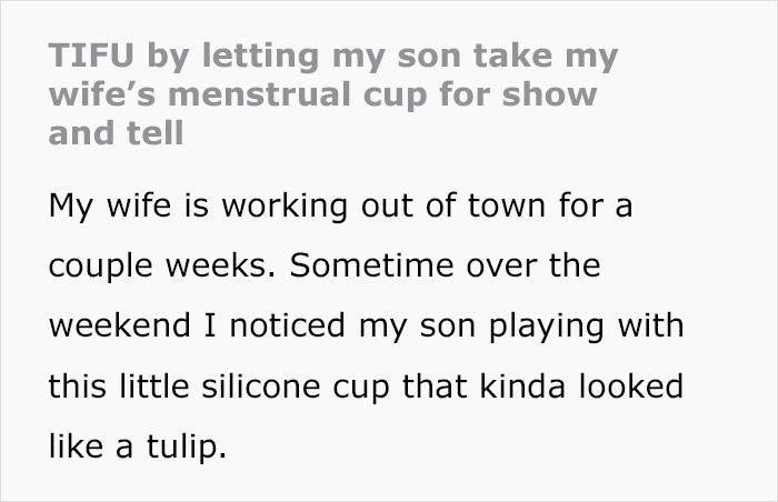 Dad Doesn't Know What A Menstrual Cup Is, Lets Son Take It To School For Show And Tell Dad Doesn't Know What A Menstrual Cup Is, Lets Son Take It To School For Show And Tell
