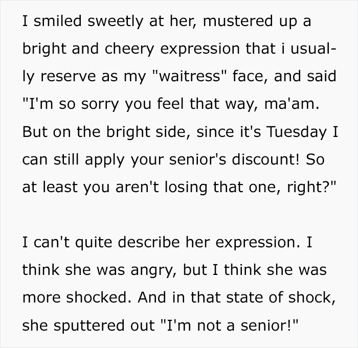 Entitled Customer Is Put In Place By A Cashier That Offered Her A Senior's Discount