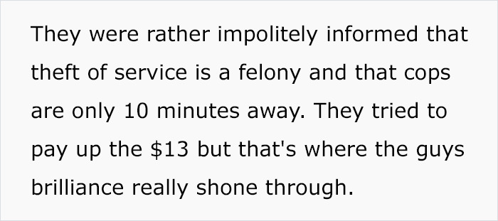 Text about rude jerks informed of felony for theft, with a $13 payment involved.