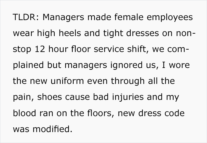 Woman Lets Her Blood Run In Front Of Managers To Prove New Dress Code With High Heels Is No Good Woman Lets Her Blood Run In Front Of Managers To Prove New Dress Code With High Heels Is No Good