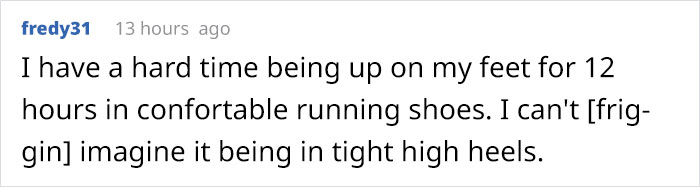 Woman Lets Her Blood Run In Front Of Managers To Prove New Dress Code With High Heels Is No Good Woman Lets Her Blood Run In Front Of Managers To Prove New Dress Code With High Heels Is No Good
