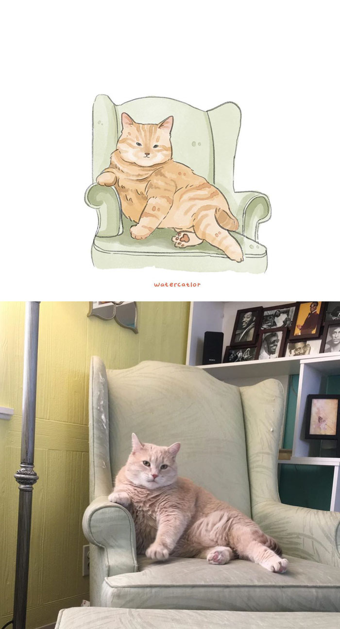 Digital-Watercolor-Cat-Paintings-Watercatlor