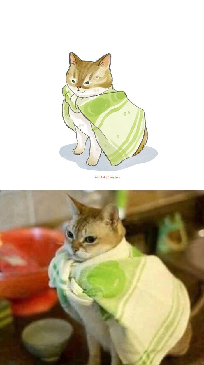 Digital-Watercolor-Cat-Paintings-Watercatlor