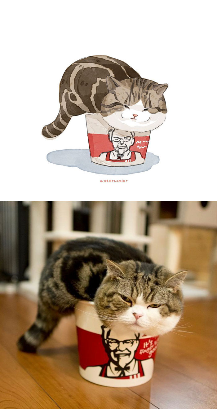 Digital-Watercolor-Cat-Paintings-Watercatlor