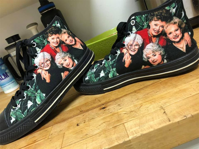 My Golden Girl High Top Shoes I Found At Value Village In Winnipeg Manitoba Canada. These Gems Deff Came Home With Me And They Stay In My Glass Case