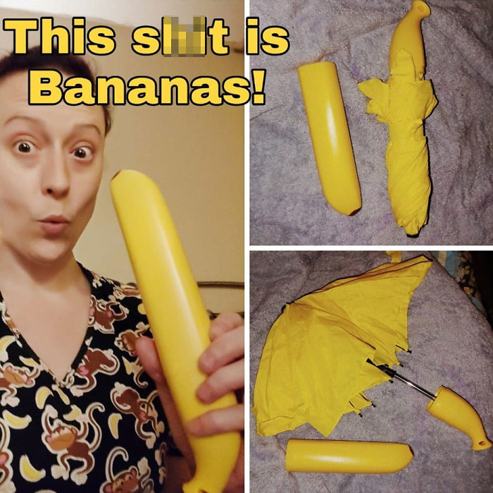 My Thrift Store Find Of The Day... Bananbrella! $3.00, This Will Be Going Everywhere With Me!