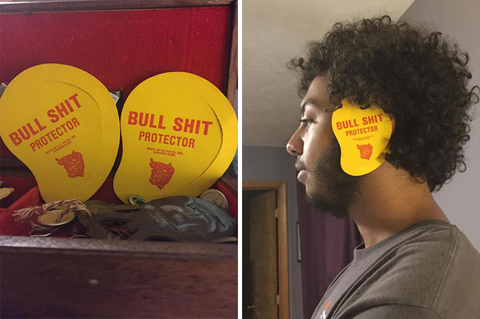 Found These Awesome Gems In One Of My Grandpa’s Boxes. My Son Is Modeling On How To Wear Them Properly To Protect Yourself From, Well, You Know. I Will Be Wearing These At Work Tomorrow