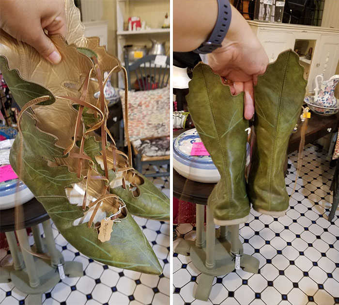 Found These Amazing Leather Leaf Shoes In Hannibal, Mo Today