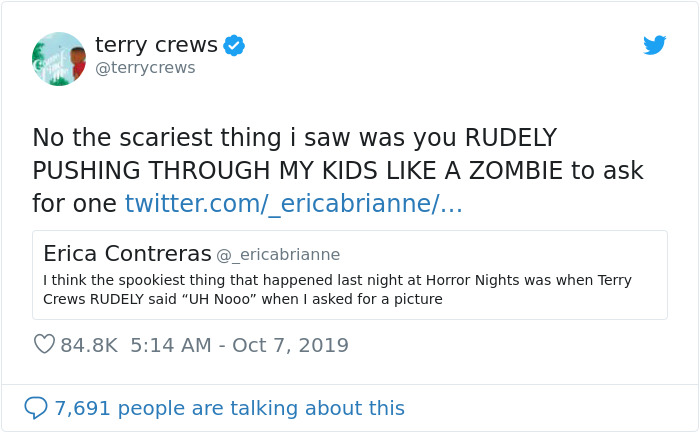 Entitled Fan Complains About Terry Crews Denying A Pic, He Responds And Tells The Real Story Entitled Fan Complains About Terry Crews Denying A Pic, He Responds And Tells The Real Story