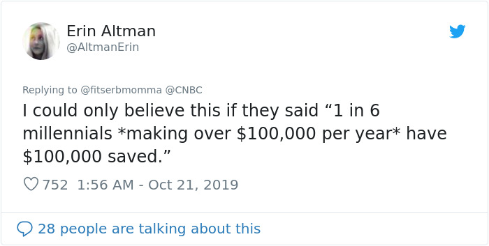 Millennials Are Confused After A Survey Says 1 In 6 Of Them Have $100k Saved Up