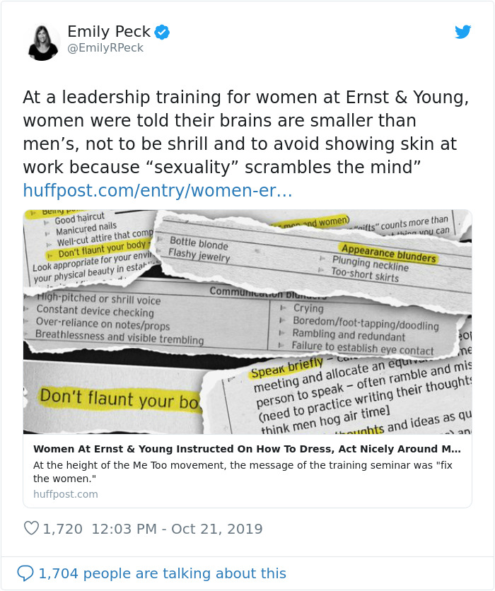 Someone Leaks 'Leadership Training' Material From A Seminar Held By Ernst & Young And It Just Reeks Of Sexism Someone Leaks 'Leadership Training' Material From A Seminar Held By Ernst & Young And It Just Reeks Of Sexism