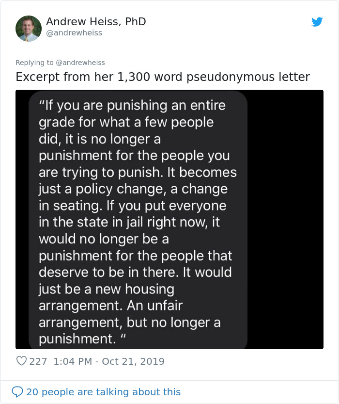 After Some Kids Started Fighting, Their Teacher Punished The Whole Grade, So This Girl Wrote The Teacher A Badass Letter After Some Kids Started Fighting, Their Teacher Punished The Whole Grade, So This Girl Wrote The Teacher A Badass Letter