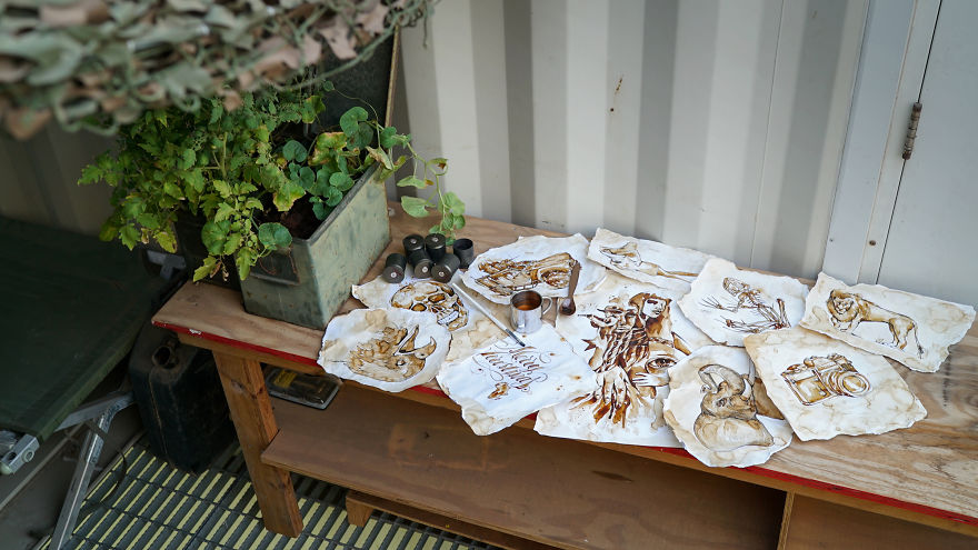 I Made Drawings Out Of Instant Coffee About My Memories From My Deployment (13 Pics) I Made Drawings Out Of Instant Coffee About My Memories From My Deployment (13 Pics)