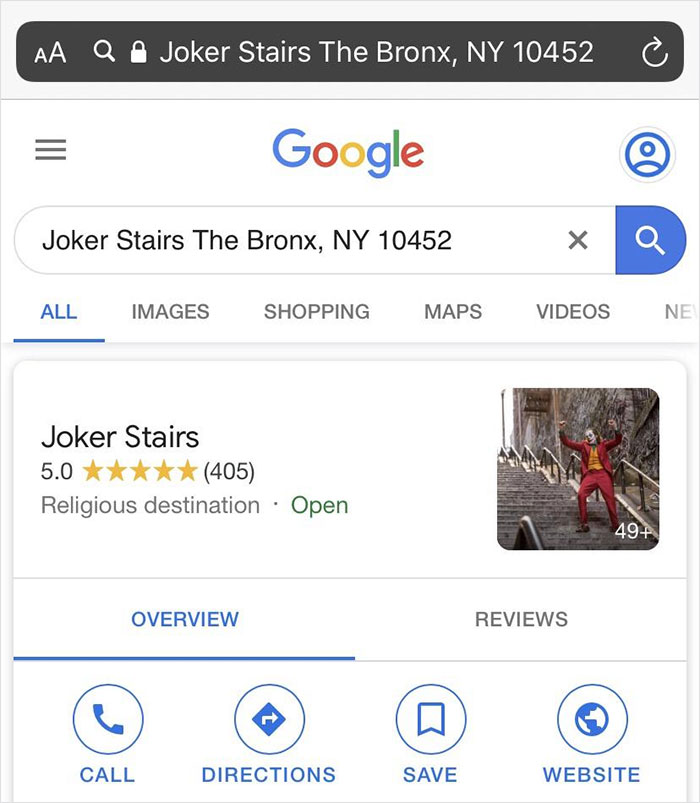 Joker Stairs Is Now A Thing On Google Maps And Fans Put It Into The 'Religious Destination' Category