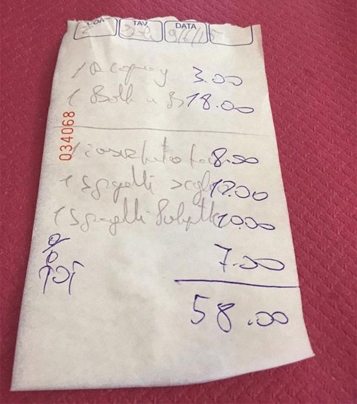 Japanese Tourists Shocked To Receive Almost $500 Bill For Two Plates Of Spaghetti, Fish, And Water In A Restaurant In Rome Japanese Tourists Shocked To Receive Almost $500 Bill For Two Plates Of Spaghetti, Fish, And Water In A Restaurant In Rome